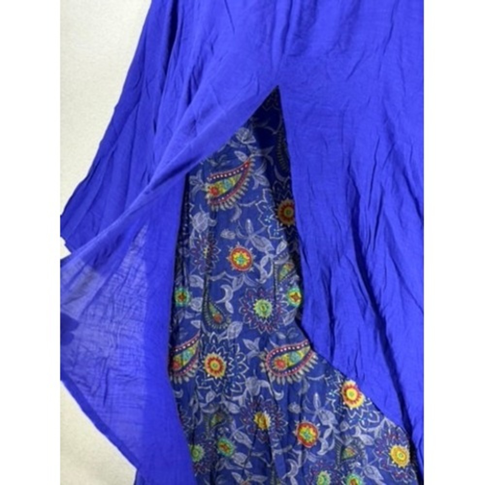 O-neue Maxi Dress Womens 5XL Blue NWT Boho Paisley Layered Long Sleeve - Picture 3 of 6